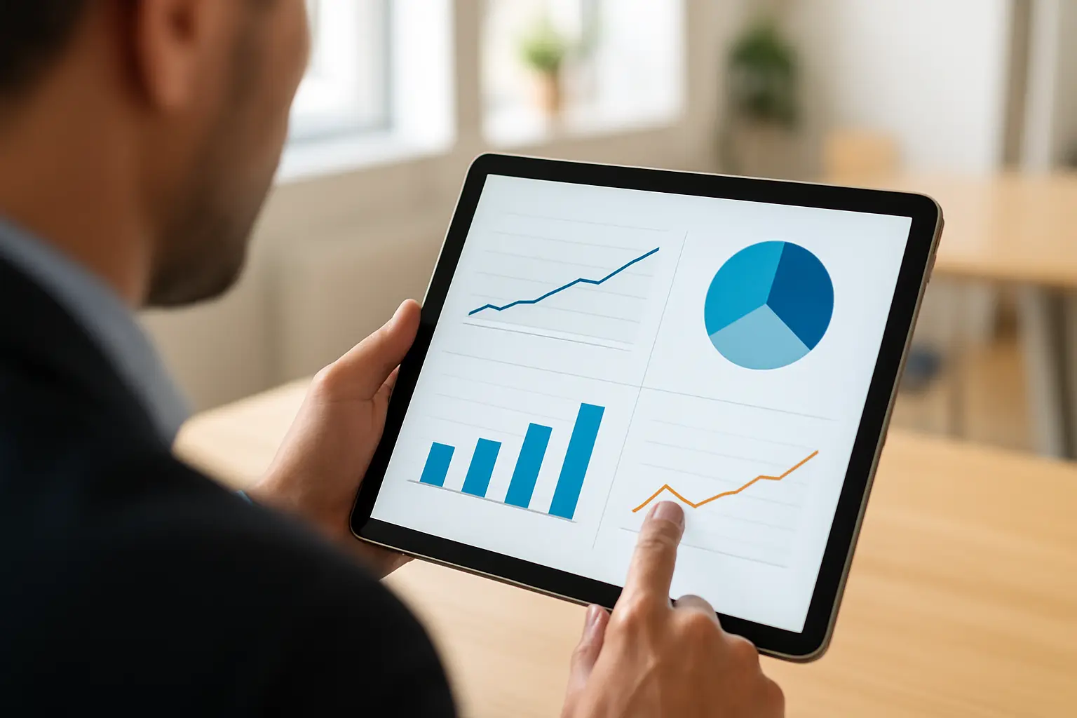 Analýza metrík reklám na tablete marketingový špecialista analyzuje optimalizáciu platených kampaní na tablete